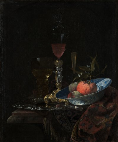 Weinglas und eine Schale mit Obst, 1663 von Willem Kalf