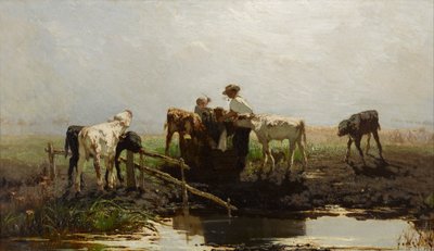 Kälber an einer Tränke von Willem Maris