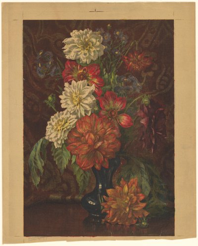 Vase mit Dahlien von Willem Roelofs (II) (signed by artist)