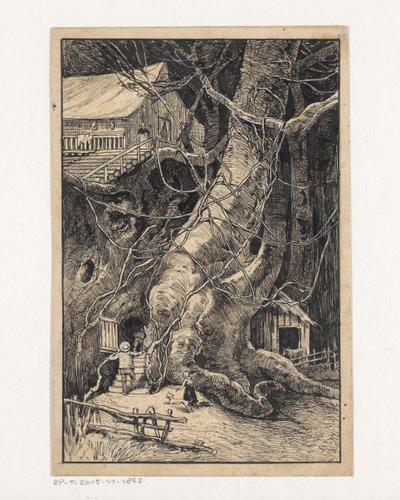 Miniaturhaus an einem Baum von Willem Wenckebach