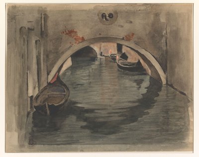 Ansicht unter einer Bogenbrücke in Venedig von Willem Arnoldus Witsen