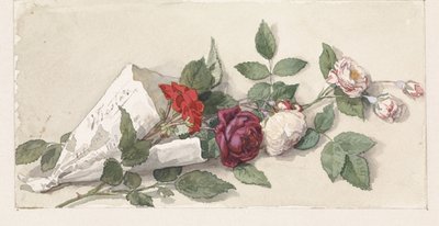 Blumenstrauß aus Rosen und Pelargonien von Willem de Famars Testas