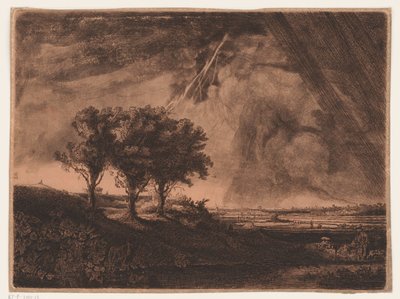Drei Bäume mit Blitzschlag von William Baillie