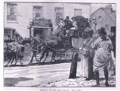 Ankunft der Postkutsche von William Barnes Wollen
