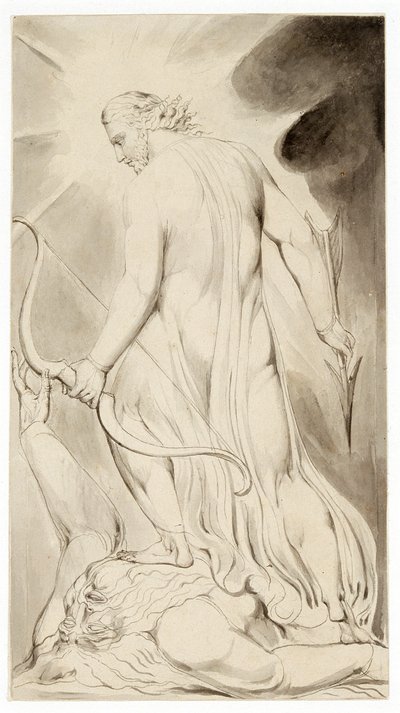 Christus zertritt Satan, ca. 1800 von William Blake