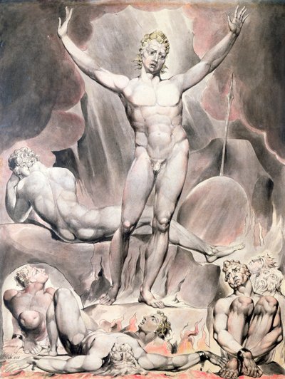 Satan weckt die rebellischen Engel, 1808 von William Blake