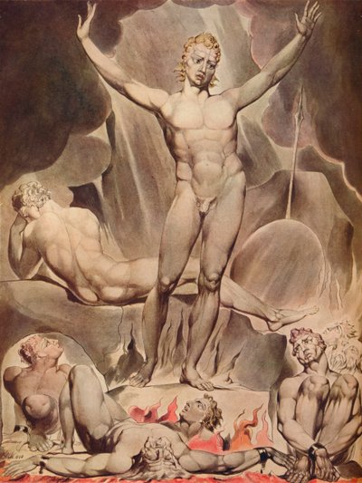 Satan weckt die rebellischen Engel, 1808 von William Blake