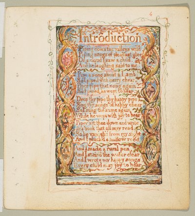 Lieder der Unschuld: Einführung, ca. 1825 von William Blake