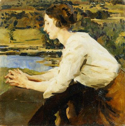 Junge Frau auf einem Balkon von William Bruce Ellis Ranken