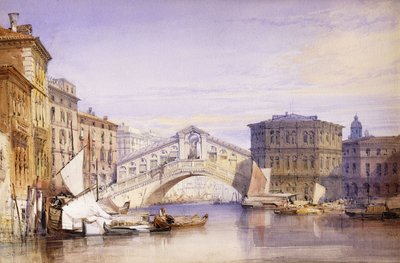Die Rialto-Brücke vom Canal Grande, 1852 von William Callow