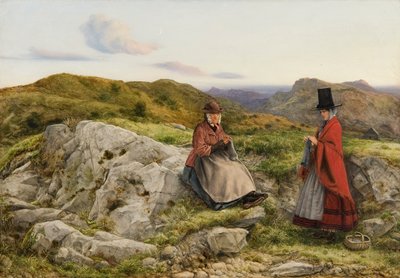 Walisische Landschaft mit zwei strickenden Frauen, 1860 von William Dyce