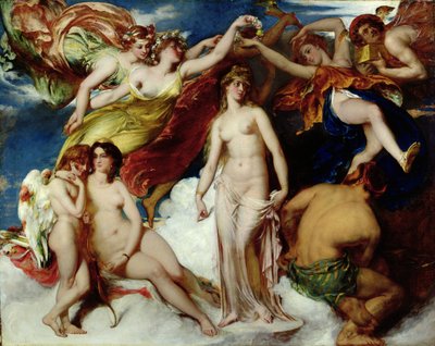 Pandora gekrönt von den Jahreszeiten von William Etty
