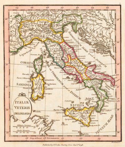 Antikes Italien. Karte. von William Faden