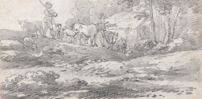 Landschaft mit Figuren und Vieh von William Frederick Wells