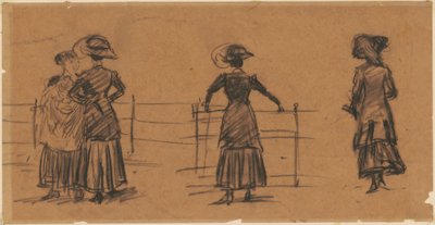 Frauenstudien am Parkgeländer von William Glackens