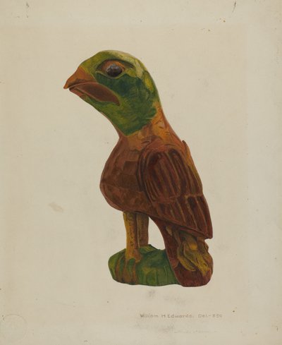 Pa. Deutscher geschnitzter Vogel, um 1939 von William H Edwards