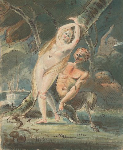 Amymone mit einem lüsternen Satyr, 1770-80 von William Hamilton