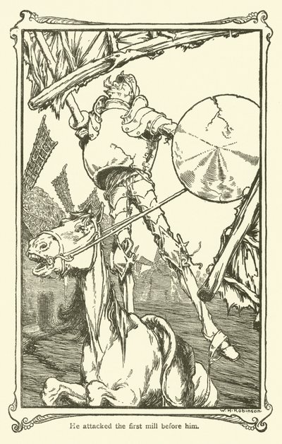 Illustration für Don Quijote von William Heath Robinson