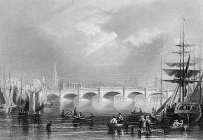 Neue Brücke und Broomielaw, Glasgow, ca. 1840 von William Henry Bartlett
