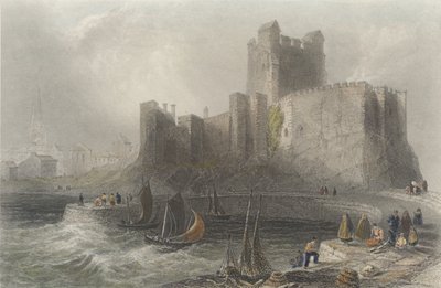 Ansicht von Carrickfergus Castle (Farbstich) von William Henry Bartlett