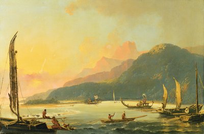 Tahitianische Kriegsgaleeren in der Matavai-Bucht, Tahiti von William Hodges