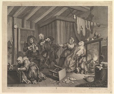 Der Lebensweg einer Dirne, Tafel 5, April 1732 von William Hogarth