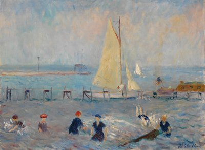 Meereslandschaft mit sechs Badenden, Bellport von William James Glackens