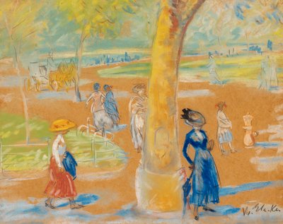 Frau mit Regenschirm, Washington Square von William James Glackens