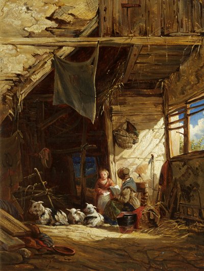 Innenraum mit Ziegen - Bettws-y-Coed von William James Muller