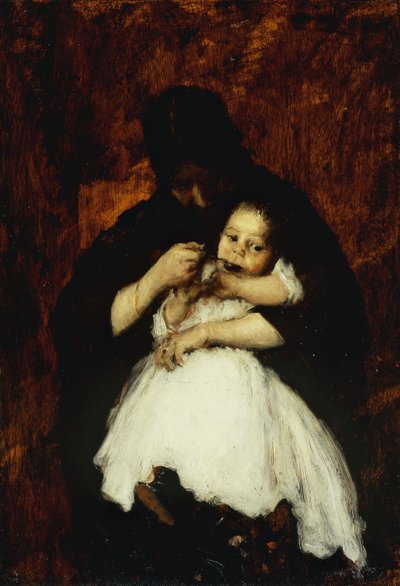 Baby füttern, 1886 von William Merritt Chase