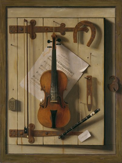 Stillleben, Geige und Musik von William Michael Harnett