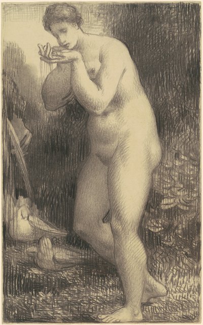 Nackte, die an einem Brunnen trinkt von William P. Babcock