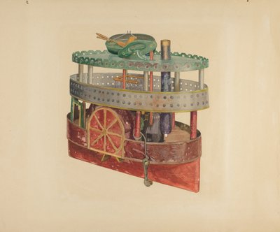 Modell eines Seitenraddampfers von William Pollman