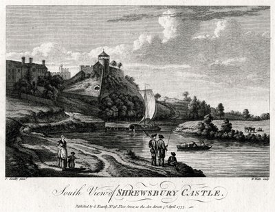 Südansicht von Shrewsbury Castle, Shropshire, 1777 von William Watts