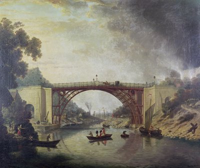 Die Gusseisenbrücke bei Coalbrookdale, c.1780 von William Williams