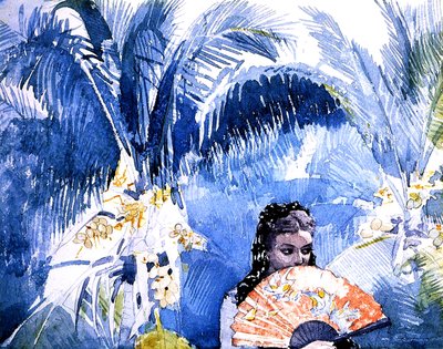 Ein spanisches Mädchen mit einem Fächer von Winslow Homer