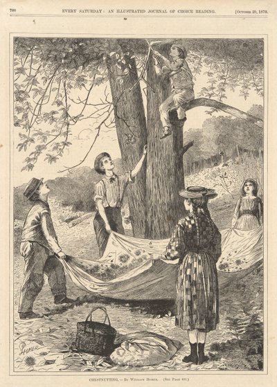 Kastaniensammeln, aus Every Saturday, 29. Oktober 1870 von Winslow Homer