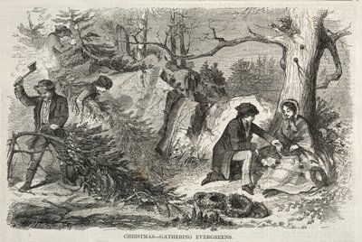 Weihnachten - Sammeln von Immergrün, 1858 von Winslow Homer