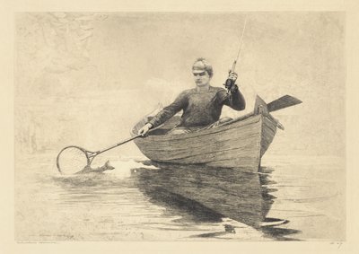 Fliegenfischen, Saranac Lake, 1889 von Winslow Homer