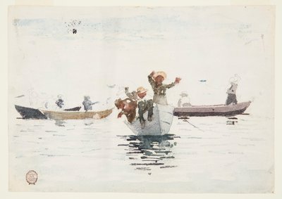 Vier Ruderboote mit Kindern von Winslow Homer