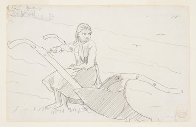 Mädchen auf einem Pflug sitzend von Winslow Homer