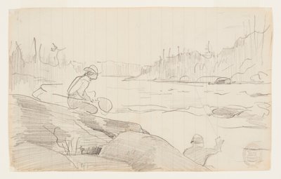 Männer beim Angeln mit Rute und Netz von Winslow Homer