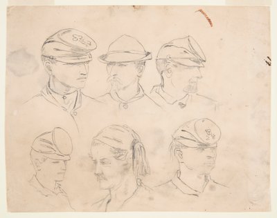 Sechs Studien von Soldatenköpfen von Winslow Homer