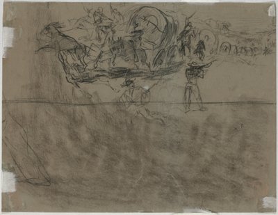Scharmützel mit einem Wagenzug [verso], 1864 von Winslow Homer