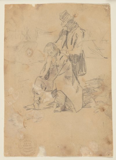 Soldat sitzt auf einer Kiste von Winslow Homer