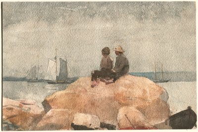 Zwei Jungen beobachten Schoner von Winslow Homer