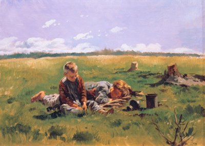 Knaben auf einer Wiese von Wladimir Jegorowitsch Makowski