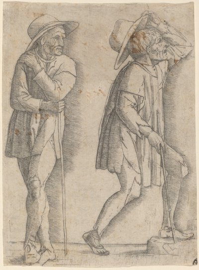 Zwei Bauern von Workshop of Andrea Mantegna