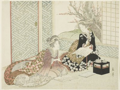 Zwei Frauen beim Lesen von Yashima Gakutei