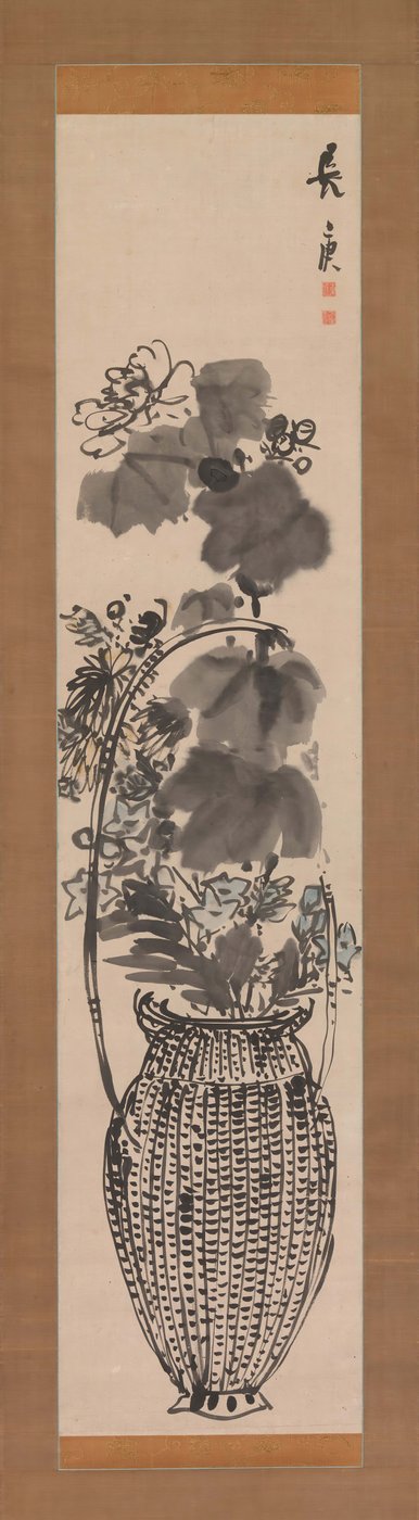 Herbstblumen in einem Bambuskorb, 1760er Jahre von Yosa Buson